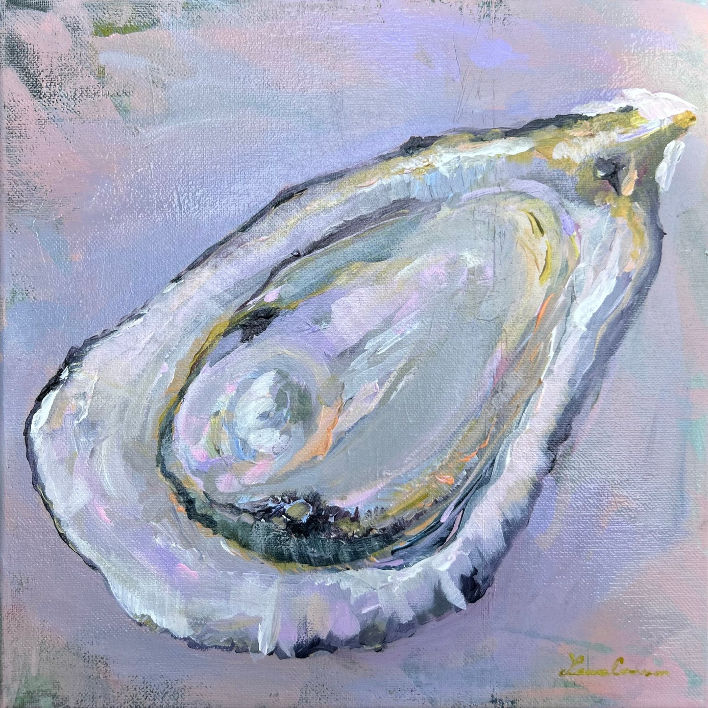 Lilac Oyster — 12"x12" mixed media on canvas