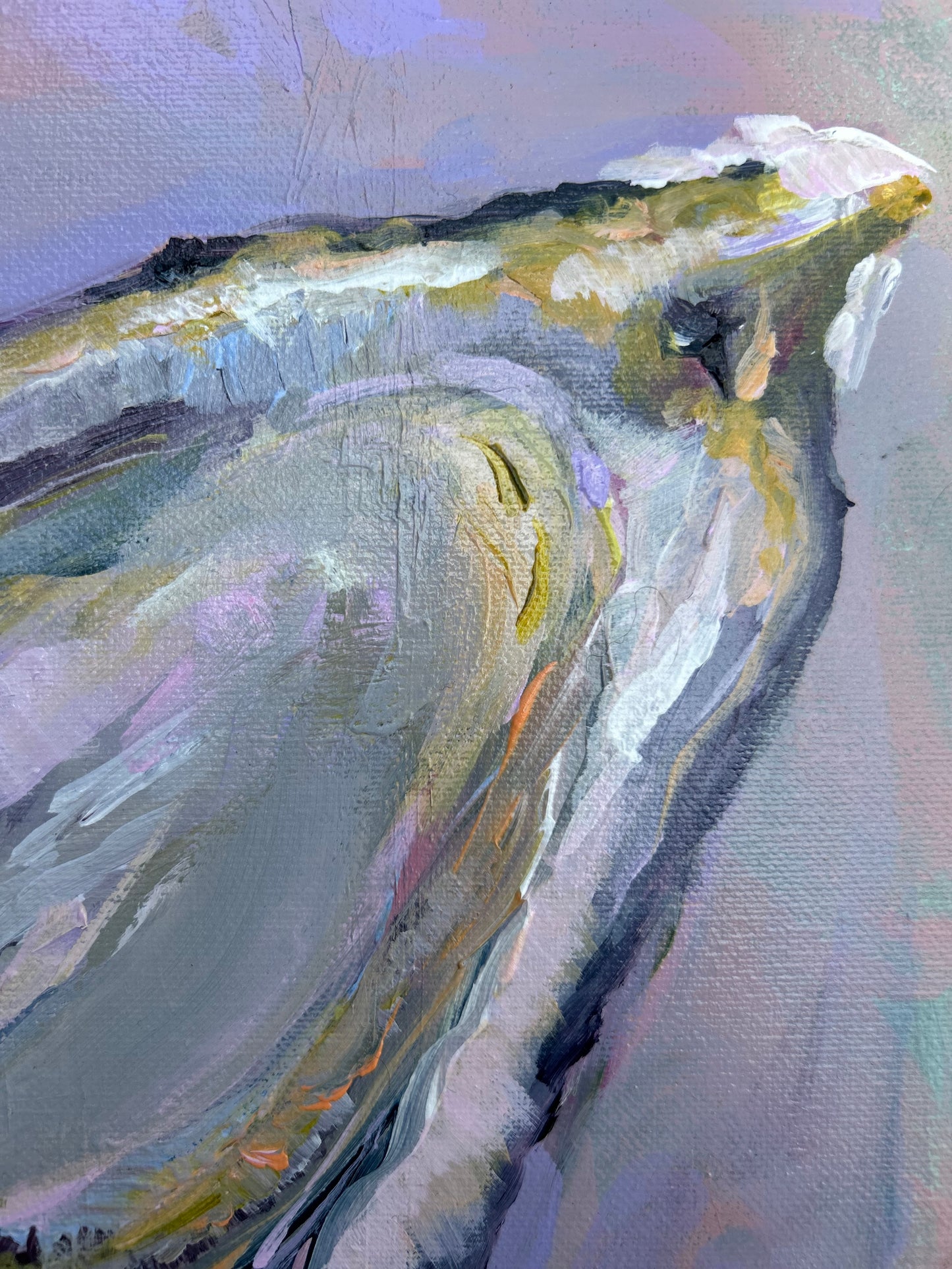 Lilac Oyster — 12"x12" mixed media on canvas
