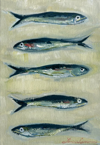 Sardines I — 5"x7" on canvas