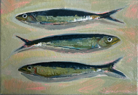 Sardines II — 5"x7" on canvas