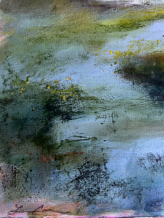 Where the River Leads  — 9"x12" mixed media on wood panel