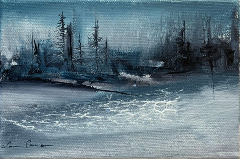 Frozen Forest--4"x6"x1.5" on Canvas