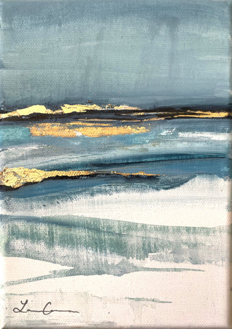Glacier Sunrise w/ gold foil accents--5"x7" on Canvas